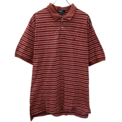 POLO RALPH LAUREN 半袖 ロゴ ポロシャツ 2XL マルチカラー×ボーダー ビッグサイズ ワンポイントロゴ 刺繍 古着卸 アメリカ仕入 a707-5335