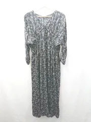 ◇ Θ Simplicite シンプリシテェ 花柄 長袖 ロング ワンピース サイズ表記なし ブラック レディース E  【1503310002263】