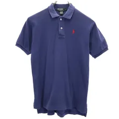 ポロバイラルフローレン 80s 緑タグ ボーイズ ロゴ刺繍 半袖 ポロシャツ L ネイビー系 Polo by Ralph Lauren レディース 【中古】  【230527】