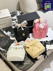 【今日特価】Chanel サルツブルク ダブルショルダーバッグ ゴールデンイエロー キャビアレザー（18×25cm）