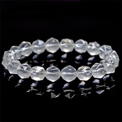  〔K1553〕約10mm ミルキークォーツ スターカット ブレスレット【ランダム発送】