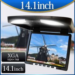 フリップダウンモニター 14.1インチ 高画質 TFT LCD液晶モニター LED ルームランプ 4:3  F1410
