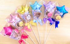 小さい子にも　プチバルーン付お菓子ブーケ♡6個　プチギフト　発表会　結婚式　卒業　卒園　ハロウィン　クリスマス　キャンディーブーケ　お菓子ブーケ　プレゼント　花束の代わりに　お配り用　色、形選べます　喜ばれる　映え　バルーンブーケ　お菓子ブーケ　可愛い　大人気