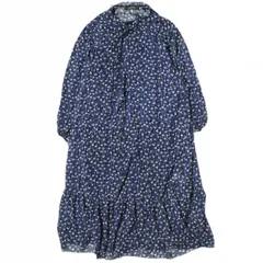 美品 J&M Davidson ネイビー 長袖ワンピース チビ襟 バイカラー M 美品 J&M Davidson ネイビー 長袖ワンピース チビ襟 バイカラー