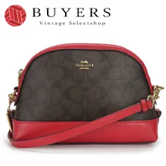 【中古】 コーチ ショルダーバッグ F76674 シグネチャー レザー レッド ダークブラウン ゴールド金具 ポシェット カジュアル レディース 女性 COACH