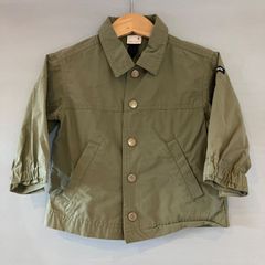 petit main プティマイン ユーティリティシャツ ミリタリー リップストップ スナップボタン オリーブ〜カーキ baby  kids ベビー キッズ 80cm