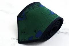 ミラショーン ブランドネクタイ ロゴ 総柄 パネル柄 シルク イタリア製 メンズ グリーン mila schon 【中古】