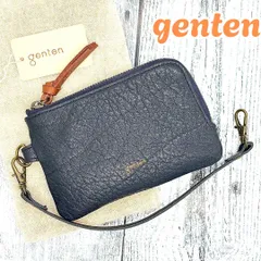 手に馴染む上質感✨　ゲンテン　タスカ フラグメントケース ストラップ付き コインケース カードケース バッファローレザー 本革 レディース　ネイビー