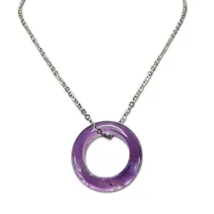 天然石透明度良好アメジスト約4号リング形ステンレスネックレス2月の誕生石