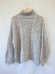 ◇ ⊇ サマンサモスモス ブルー ミックスカラー 長袖 ケーブルニット セーター サイズF グレー系 マルチ レディース E  【1507230008084】