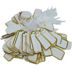 新品 S.fields.inc 値札タグ ひも付き 100個 ミニ ジュエリー用 宝石 アクセサリー ジュエリーラベル (ゴールド)