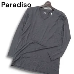 【新品 未使用】 Paradiso パラディーゾ ゴルフ 秋冬 ストレッチ 長袖 Vネック カットソー Tシャツ Sz.L メンズ グレーのサムネイル