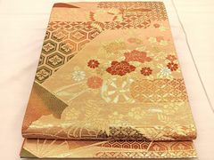 P3907 ○高級 正絹 唐織 六通 袋帯 華文 花文 - メルカリ