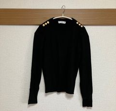 美品　ブラック長袖トップス　メタルボタン付　Mサイズ