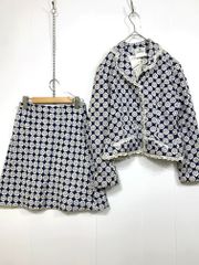 GIVENCHY ジバンシー 7EC0006 ジャケット スカート 花柄 ジャガード セットアップ size42/紺  ■■◎レディース