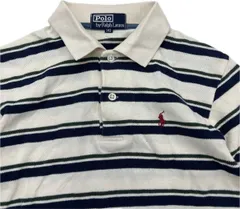 Polo Ralph Lauren ☆ キッズ 140 ボーダー ホワイト ネイビー ポロシャツ 長袖 アメカジ 毎日 オシャレ 休日 ポロラルフローレン■G300