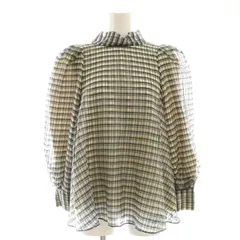 スナイデル SNIDEL オーガンジーシースルーブラウス 長袖 チェック F 黒 ブラック ベージュ /AT ■OS