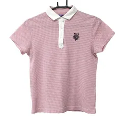 ★特価★ビームスゴルフ 半袖ポロシャツ ピンク×白 織生地 ロゴ刺しゅう レディース M ゴルフウェア BEAMS GOLF