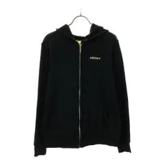アディダス ロゴ刺繍 長袖 スウェット ジップパーカー M ブラック adidas メンズ