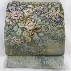 ★美品★ 高級 袋帯 辻が花 金通し 落款あり 正絹 袋帯 秀品 虹色夢彩 辻が花柄 蔓帯 金銀糸 箔 金色 六通 正絹