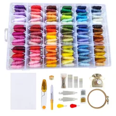 新品 TuxFezug 刺繍キット 刺繍糸 収納 セット 108色 金銀付き 刺しゅう 手作り クロスステッチ 刺繍セット 初心者向け DIY ししゅう 刺繍工具セット 刺繍枠 刺繍針 糸通し 刺繍用布 はさみ おしゃれ 贈り物 収納ケース付き