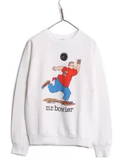 【お得なクーポン配布中!】 80s 90s USA製 ジョーク イラスト プリント スウェット メンズ L / 80年代 90年代 オールド ヴィンテージ トレーナー アート シュール 白