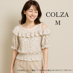AB0475 COLZA 花柄 フリル レース ブラウス オフショル風 トップス Mサイズ 春 夏
