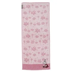 【メール便】ムーミン フェイスタオル ジャガードロングタオル オーガニックコットン お花をもって 北欧 丸眞 汗拭きタオル キャラクター グッズ 