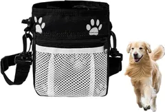 くらしVenus トリーツポーチ 犬 おやつ入れ お散歩バッグ 犬お散歩ショルダーバック マナーポーチ トレーニングバッグ 訓練 さんぽ おやつポーチ ウエストポーチ 犬散歩バック(肉球マーク付き)