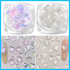 【数量限定】5mm ネイルセット キラキラ 6mm ネイルストーン 多色 DIY 3D オーロラ ケース付き クリア ぷっくり 約100個セット ハート型 ネイルパーツ