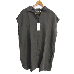 ユニクロ 半袖シャツ ロングシャツ チュニック 未使用 大きいサイズ リネン混 トップス レディース XXLサイズ グレー UNIQLO