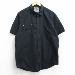 L/古着 半袖 シャツ メンズ 黒 ブラック 25may28 中古 トップス