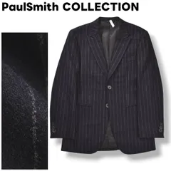 【高級】 ポールスミス コレクション PaulSmith COLLECTION カシミヤ混ウール ピンストライプ柄 シングル 2B テーラードジャケット ブレザー 秋冬 S ネイビー メンズ
