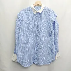 ◇ one after another NICE CLAUP ストライプ柄 長袖 シャツ サイズF ライトブルー レディース E  【1407180026827】