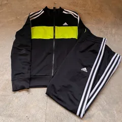 adidas  アディダス ジャージ上下 セットアップジャージ キッズ140cm フードなし ジップアップ ブラック 黒 BLK トラックジャケット トラックパンツ