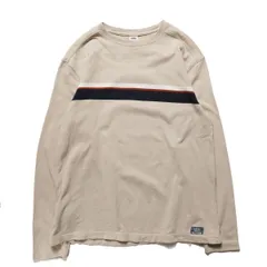 00's オールドネイビー チェストボーダー ロングスリーブ コットン Tシャツ 長袖 (L) ベージュ系 ロンT 無地 00年代 旧タグ オールド Y2K　アメリカ古着 USED  ビンテージ ヴィンテージ