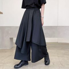 アシンメトリー　ガウチョ　袴パンツ　ユニセックスワイド　和風　体系カバー　アラジンパンツ　サムエルパンツ　大き目　モード　ラクチン　男女兼用　キュロット　スカートパンツ　ポケット付き