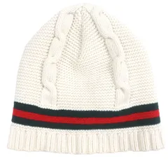 極美品 グッチ ニット帽子 ケーブルニット シェリーライン 極美品▽GUCCI グッチ シェリーライン ウェブライン ケーブル