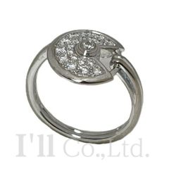 CARTIER　カルティエ　アミュレット　リング　750WG　20Pパヴェダイヤモンド　＃50　ブランドジュエリー　アクセサリー　指輪　10号　K18WG　ホワイトゴールド　18金　Au750【中古】【76108】