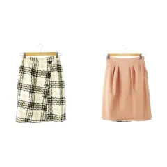 アプワイザーリッシェ Apuweiser-riche スカート リバーシブル タイト ひざ丈 ツイード ボタン ウール混 0 白 アイボリー ピンク /CK11