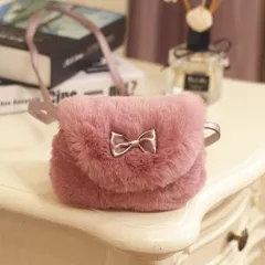 ☆ リボン×パープル ☆ バック ショルダー キッズ もこもこ mmpct823b キッズ ショルダーバッグ 女の子 斜め掛け バッグ フェイクファー ショルダーバック かわいい ポシェット おしゃれ ふわふわ ファーポシェット 可愛い ボンボン