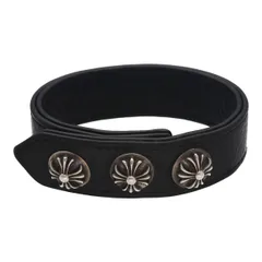 【中古】 CHROME HEARTS クロムハーツ 3ボタン2スナップ レザーブレスレット SV925 クロスボール シルバー アクセサリー バングル メンズ レディース ユニセックス 25013079 AO