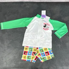 新品 タグ付き Disney ディズニー ミッキー 子供用 水着 ラッシュガード 男の子 110サイズ 身長105-115 胸囲53-59 胴囲49-55 / 300859