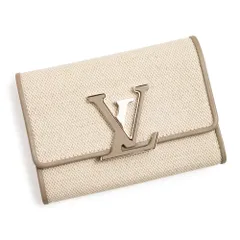 ルイ ヴィトン ポルトフォイユ カプシーヌ コンパクト 三つ折り財布 コットンキャンバス カーフスキン レザー トープ ベージュ シルバー金具 M83573 箱付 LOUIS VUITTON（未使用　展示品）