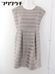 ◇ UNITED ARROWS サイドジップ フレンチスリーブ ボーダー 膝丈 ワンピース ベージュ レディース 【中古】 【1105200003697】