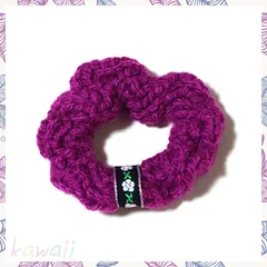 ハンドメイド 【シュシュ】 No.60　毛糸 ニット(小) パープル