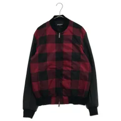 DSQUARED2 (ディースクエアード) 16SS 切替レザージップアップチェックナイロンジャケット 74AM060544984 レッド/ブラックのサムネイル