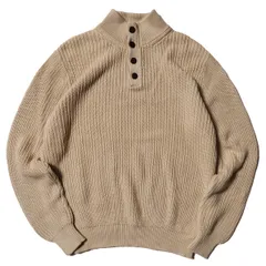 00's LLビーン ボタンネック コットン ニットセーター (M) 生成り系 ハイネック ヘンリーネック 00年代 旧タグ オールド L.L.Bean アメリカ古着 USED  ビンテージ ヴィンテージ