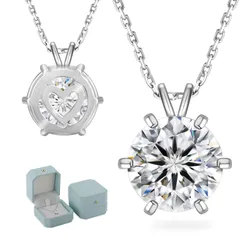 【新着商品】0.5/1/2/3ct 6本爪 金属アレルギー対応 ペンダントトップ ホワイトゴールメッキ モアッサナイト 長さ調節 一粒ダイヤネックレス シルバー925 女性 レディースネックレス 人気 モアサナイト ギフト KRKC&CO