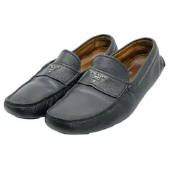 PRADA(プラダ) Emblem Logo Leather Driving Shoes エンブレム ロゴ レザー ドライビング シューズ 2170 7 1/2 2D(26.5cm程度) ダークネイビー ローファー